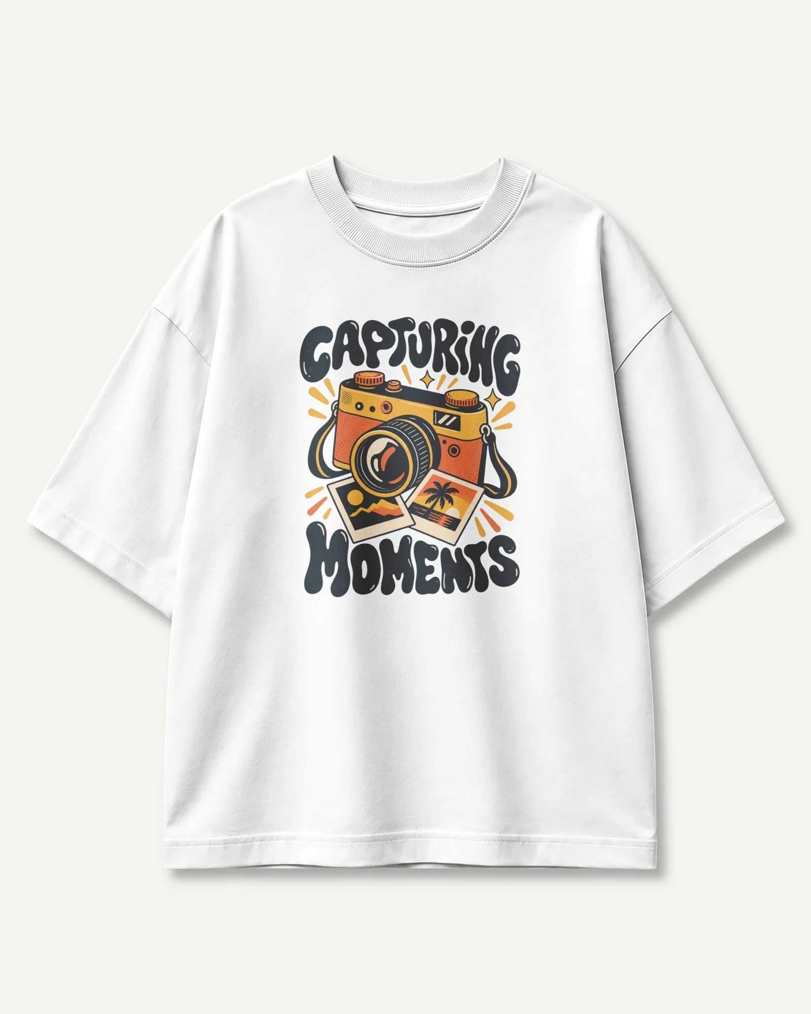 Capturing Moments Oversized T-Shirt in White — front Capturing Moments Oversized T-Shirt in White — front