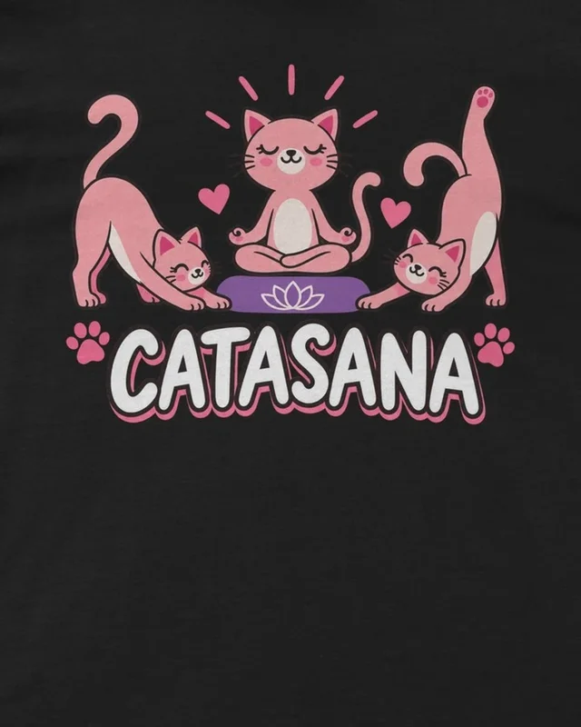 Catasana Regular T-Shirt in Black — design detail