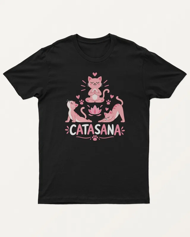 Catasana Yoga Regular T-Shirt in Black — front