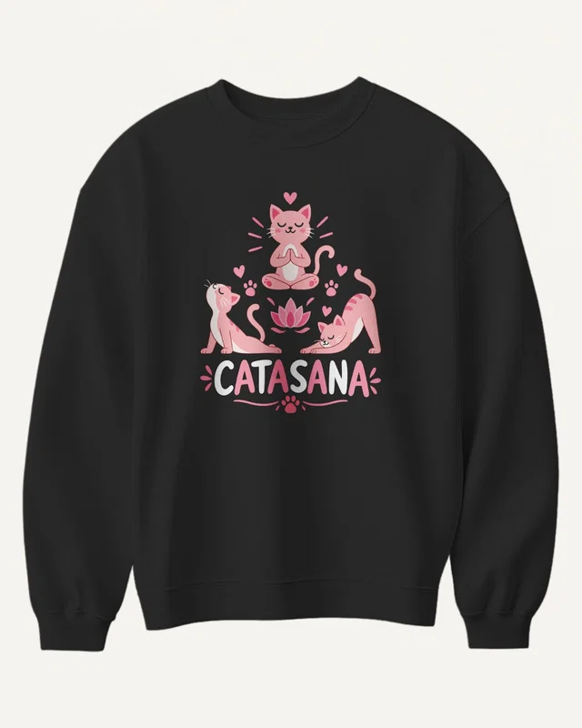 Catasana Yoga Sweatshirt in Black — front