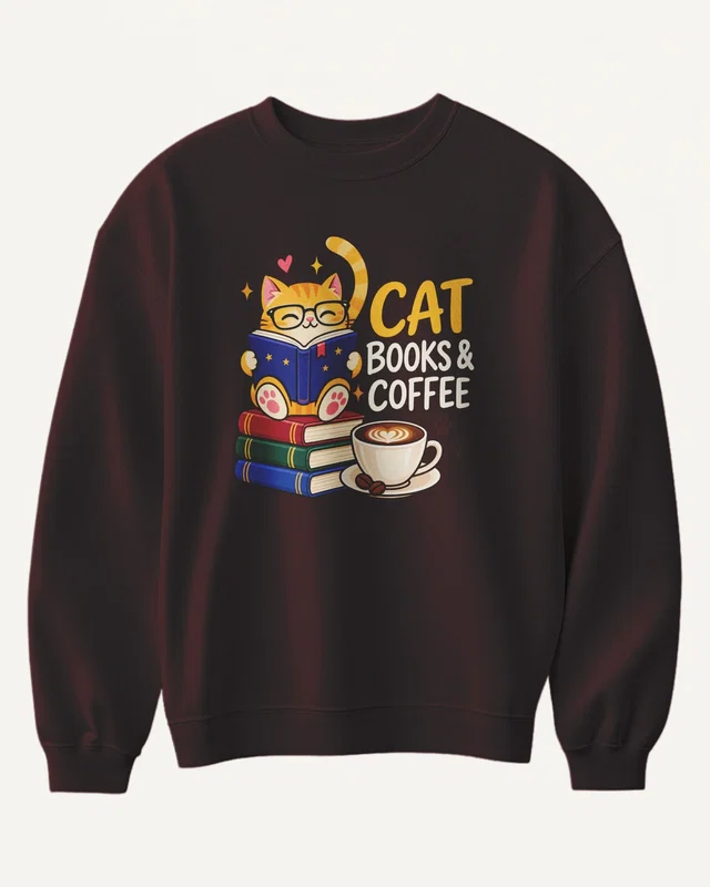 Cat Books and Coffee Sweatshirt