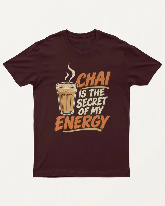 Chai Is the Secret of My Energy Regular T-Shirt in Maroon — front