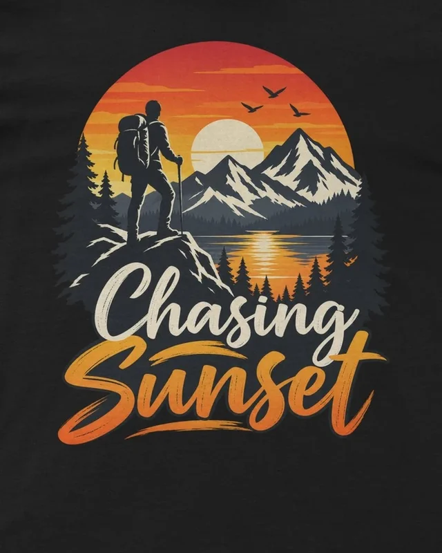 Chasing Sunset Regular T-Shirt in Black — design detail