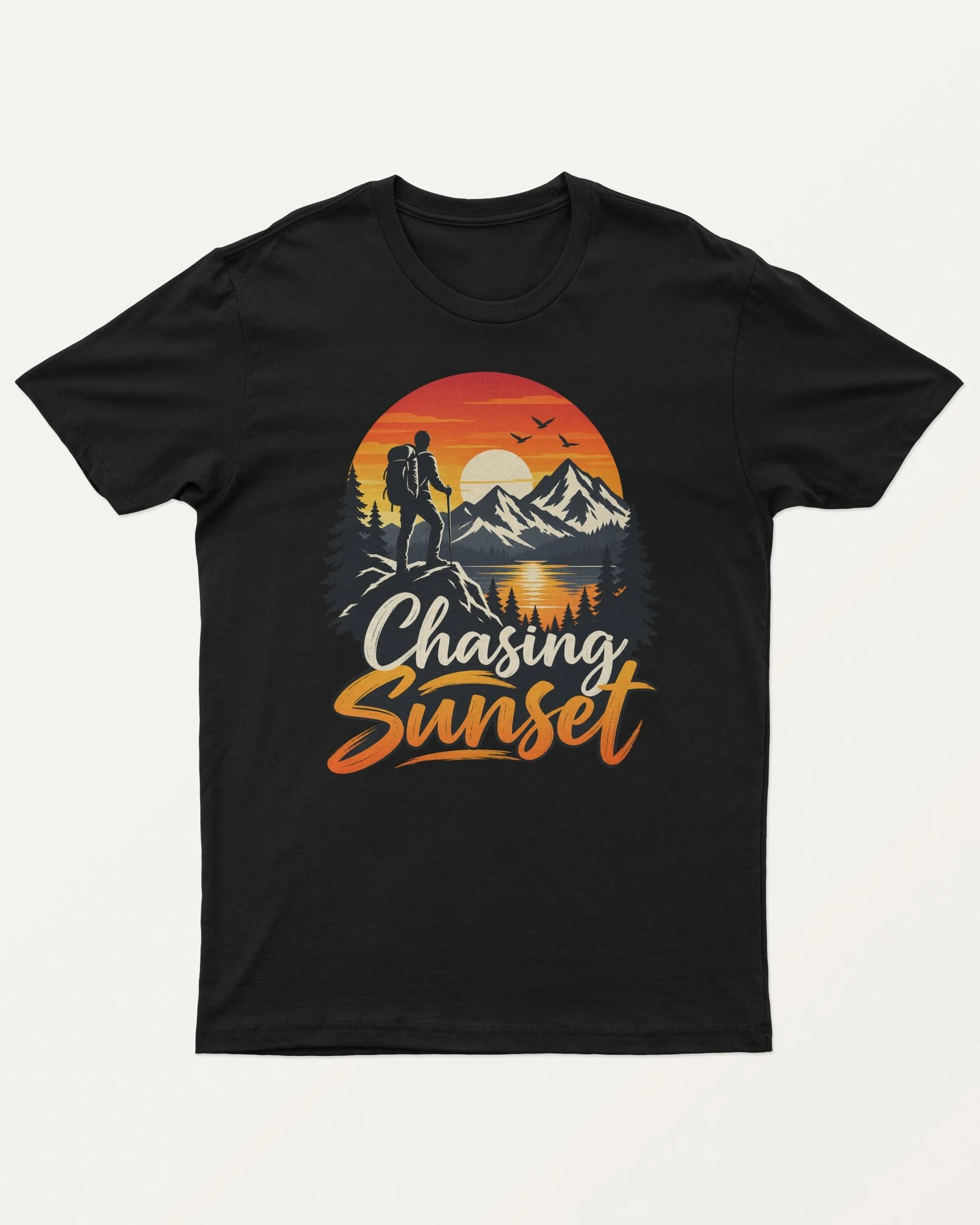 Chasing Sunset Regular T-Shirt in Black — front Chasing Sunset Regular T-Shirt in Black — front