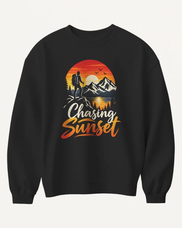 Chasing Sunset Sweatshirt in Black — front