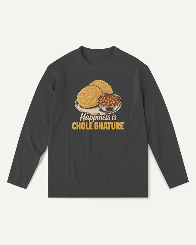 Happiness Is Chole Bhature Long-Sleeve T-Shirt in Black — front