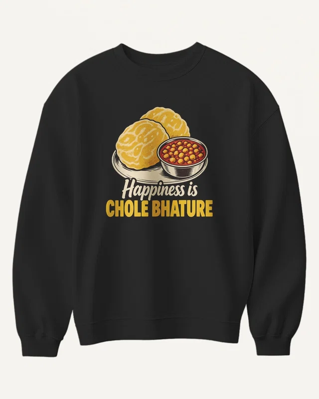 Happiness Is Chole Bhature Sweatshirt in Black — front