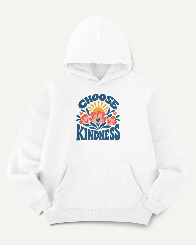 Choose Kindness Graphic Hoodie in White — front