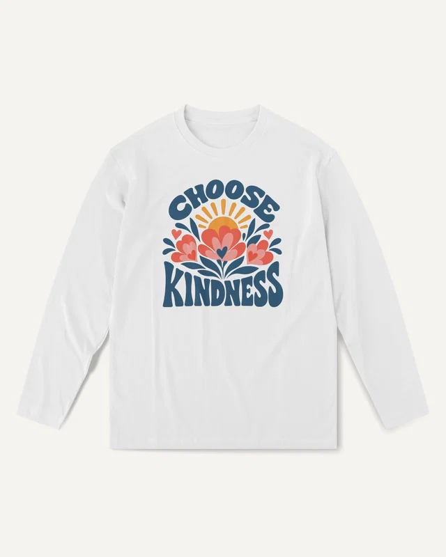Choose Kindness Long-Sleeve T-Shirt in White — front
