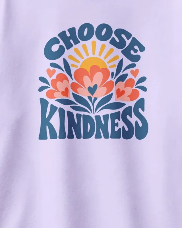 Choose Kindness Oversized T-Shirt in Lavender — design detail