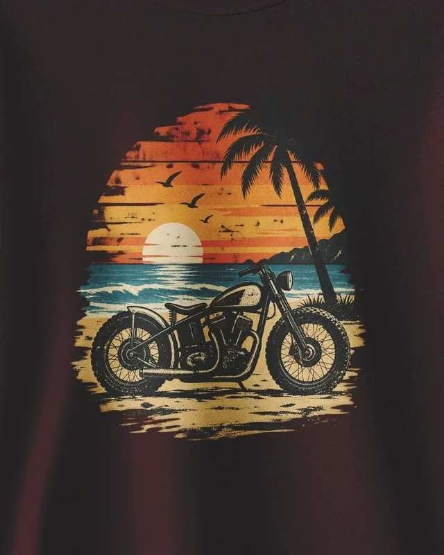 Coastal Motorcycle Sweatshirt in Maroon — design detail