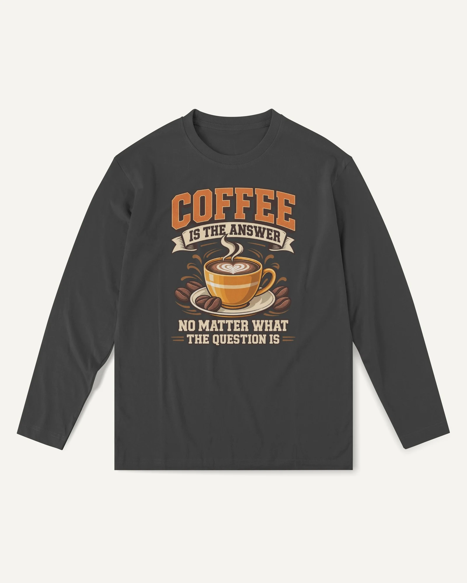 Coffee Is the Answer Long-Sleeve T-Shirt in Black — front Coffee Is the Answer Long-Sleeve T-Shirt in Black — front