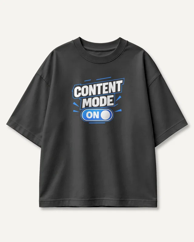 Content Mode On Oversized T-Shirt in Black — front