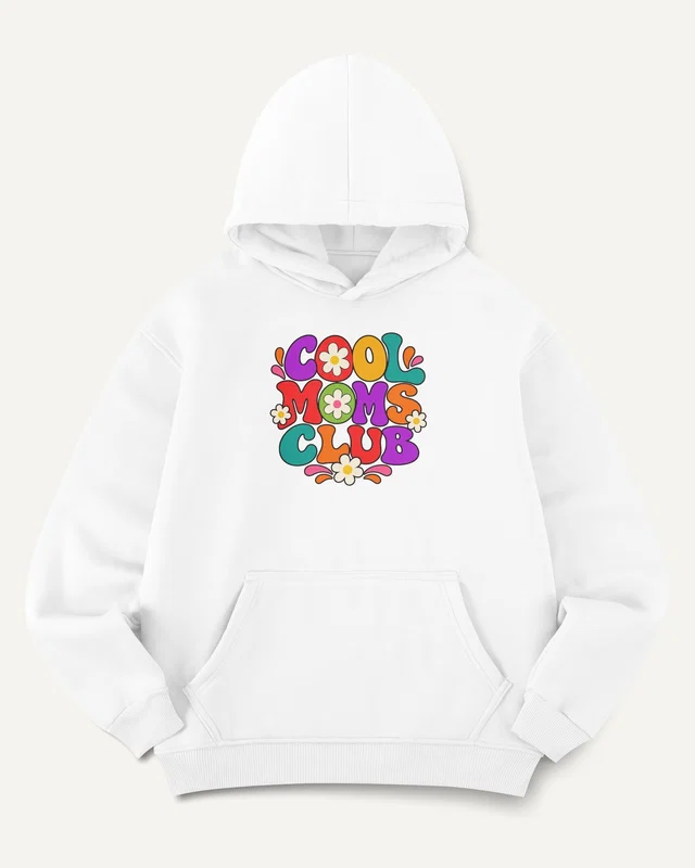 Cool Moms Club Graphic Hoodie in White — front