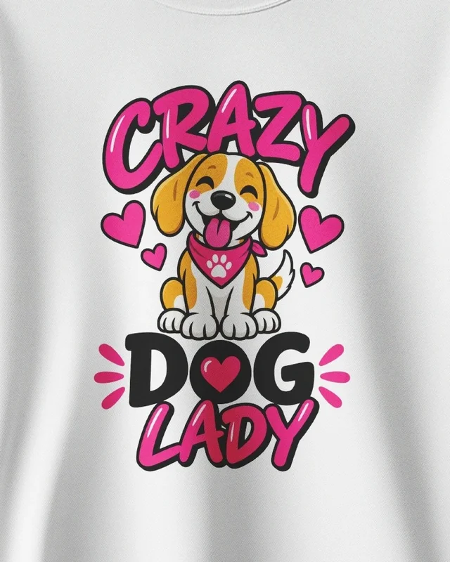 Crazy Dog Lady Sweatshirt in White — design detail