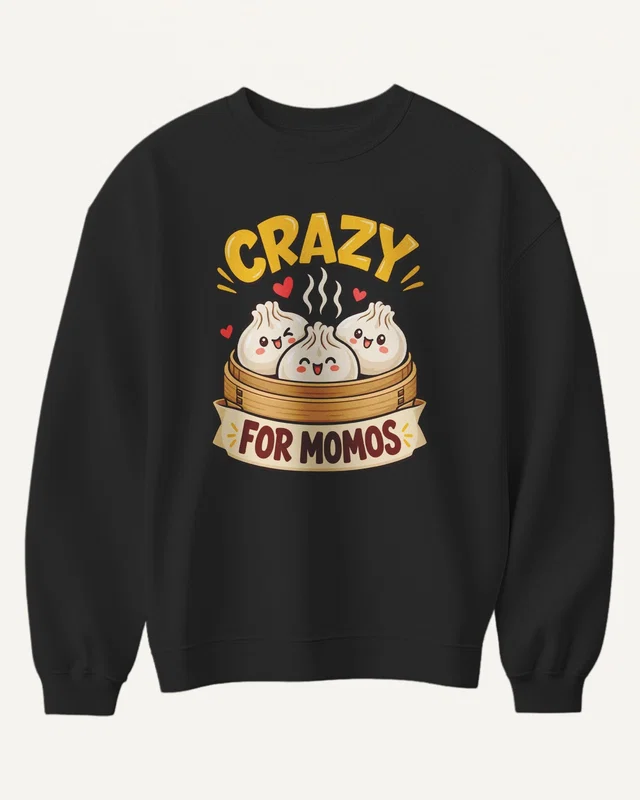 Crazy for Momos Sweatshirt in Black — front