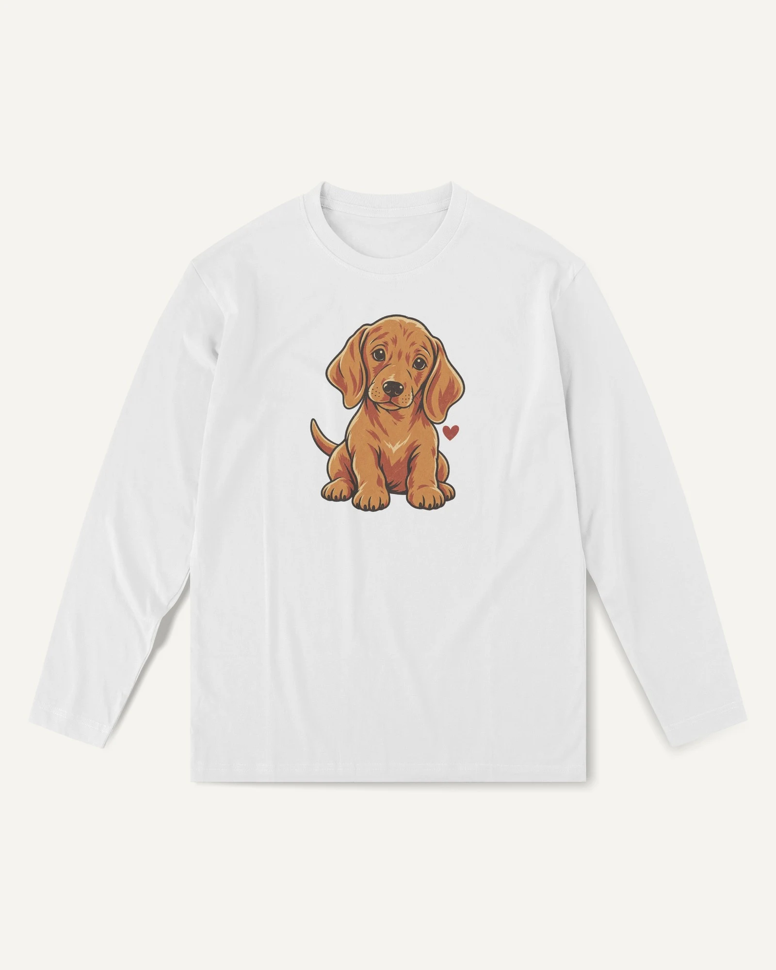 Golden Puppy Long-Sleeve T-Shirt in White — front Golden Puppy Long-Sleeve T-Shirt in White — front