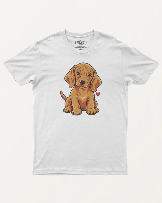 Golden Puppy Regular T-Shirt in White — front