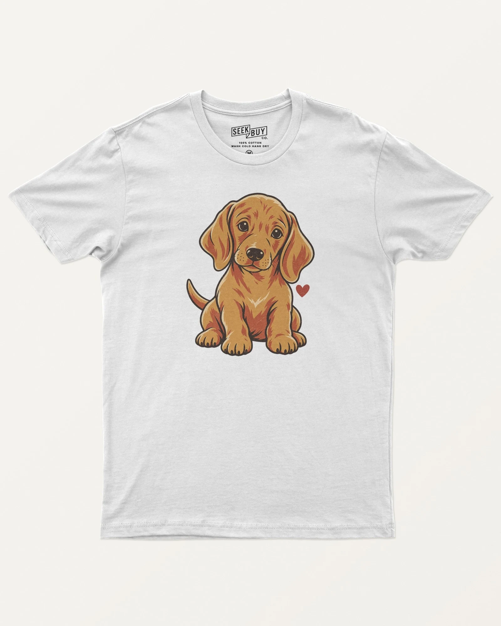 Golden Puppy Regular T-Shirt in White — front Golden Puppy Regular T-Shirt in White — front