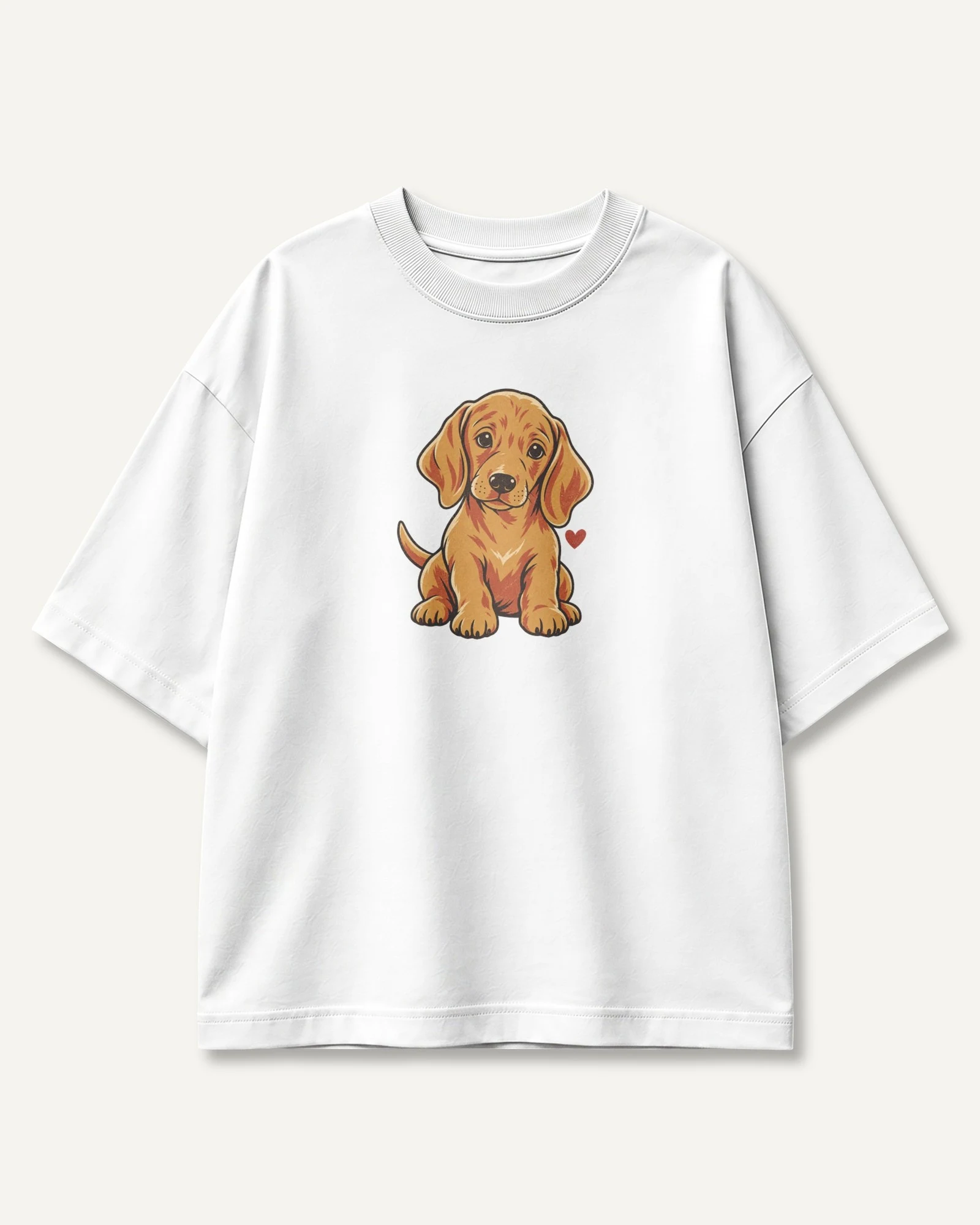 Golden Puppy Oversized T-Shirt in White — front Golden Puppy Oversized T-Shirt in White — front