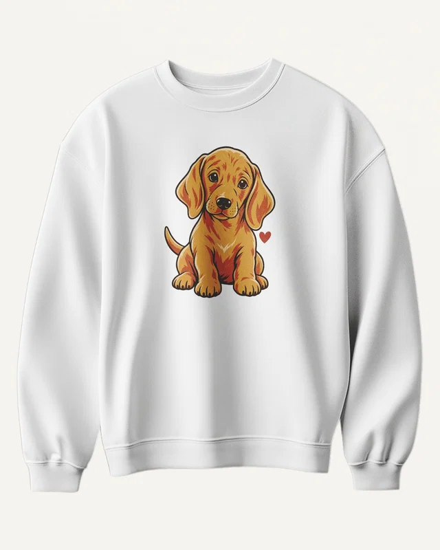 Golden Puppy Sweatshirt in White — front