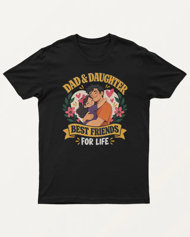 Dad and Daughter Best Friends for Life Regular T-Shirt in Black — front