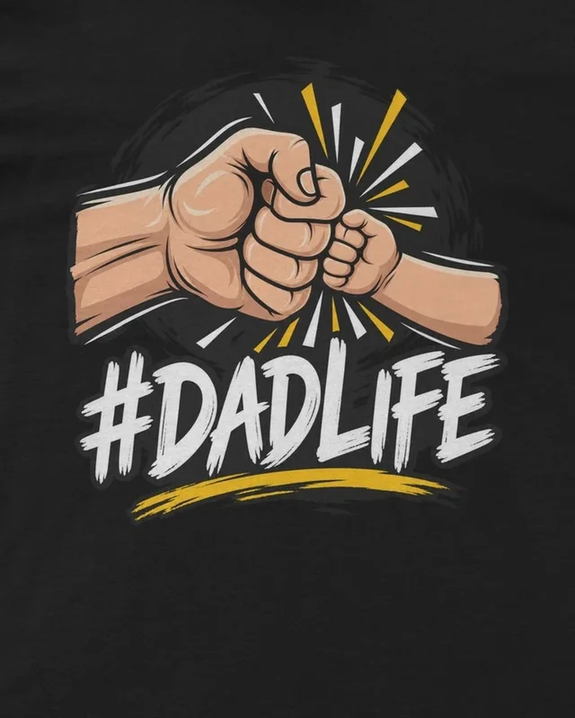 Dad Life Regular T-Shirt in Black — design detail