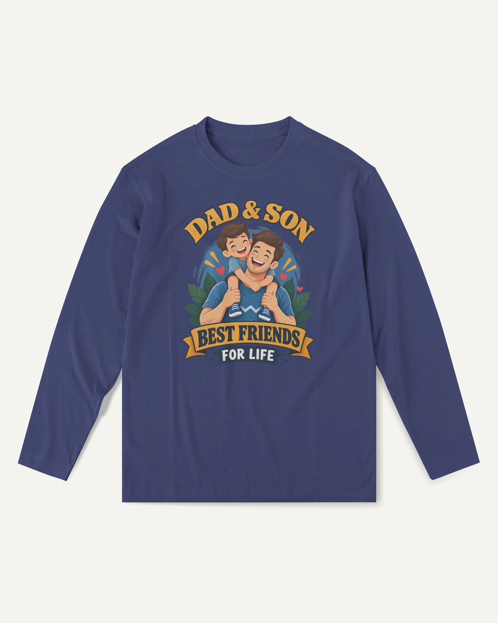 Dad and Son Best Friends for Life Long-Sleeve T-Shirt in Royal Blue — front Dad and Son Best Friends for Life Long-Sleeve T-Shirt in Royal Blue — front