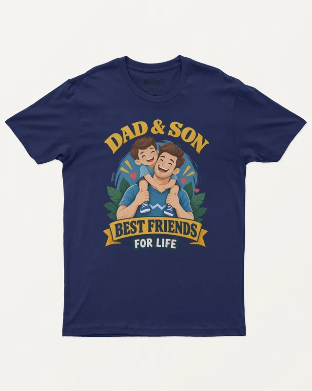 Dad and Son Best Friends for Life Regular T-Shirt in Royal Blue — front