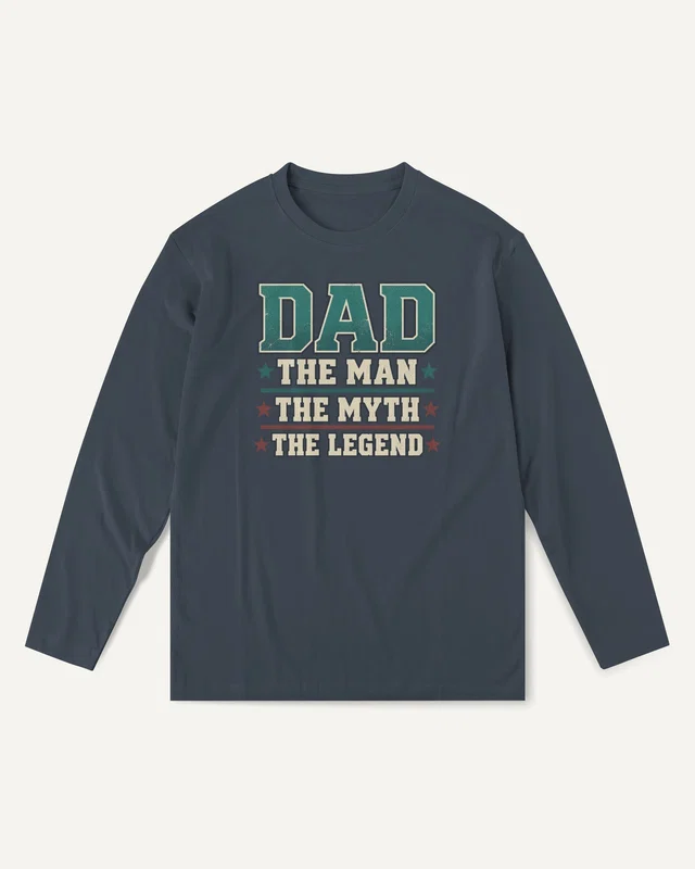 Dad the Man the Myth the Legend Long-Sleeve T-Shirt in Navy Blue — front