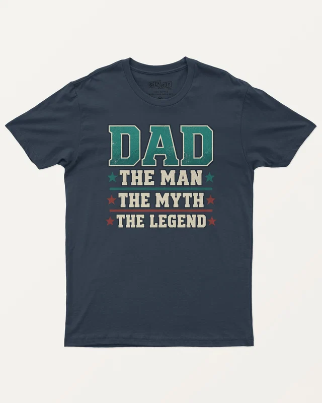 Dad the Man the Myth the Legend Regular T-Shirt in Navy Blue — front
