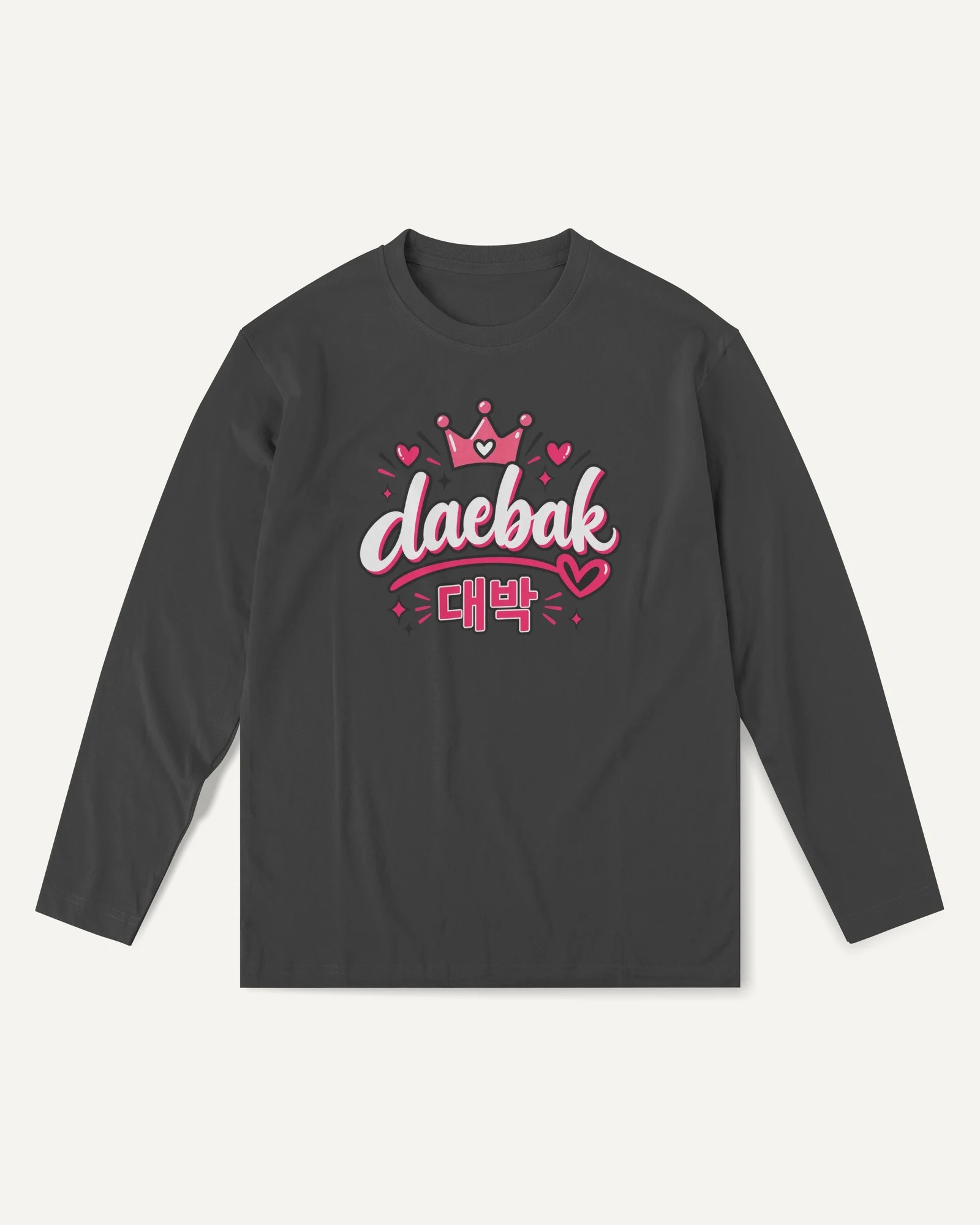 Daebak Long-Sleeve T-Shirt in Black — front Daebak Long-Sleeve T-Shirt in Black — front