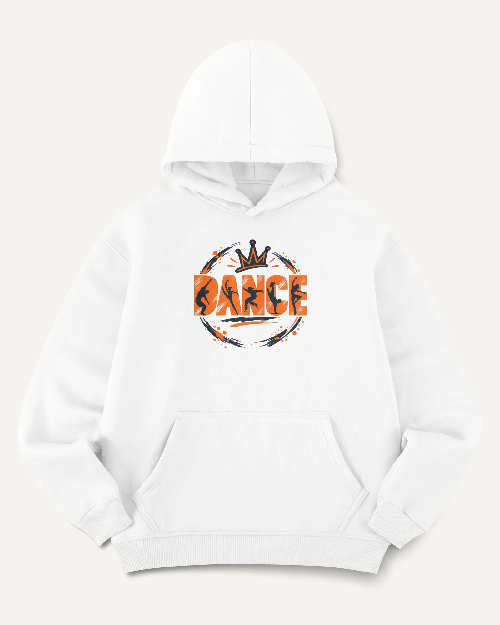 Dance Crown Graphic Hoodie in White — front Dance Crown Graphic Hoodie in White — front
