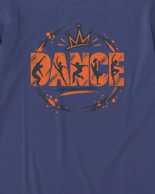 Dance Crown Long-Sleeve T-Shirt in Royal Blue — design detail