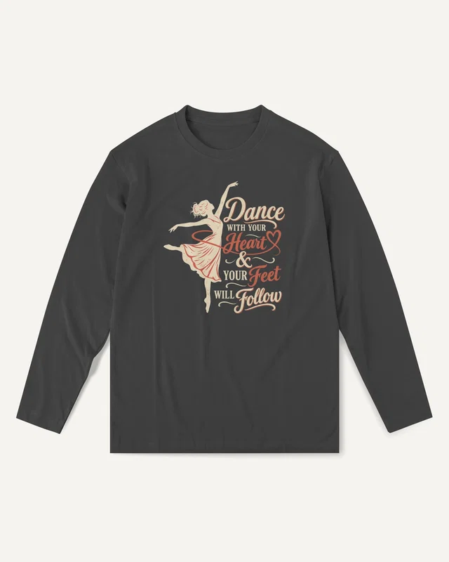 Dance with Your Heart Long-Sleeve T-Shirt in Black — front