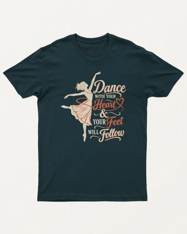 Dance with Your Heart Regular T-Shirt in Petrol Blue — front