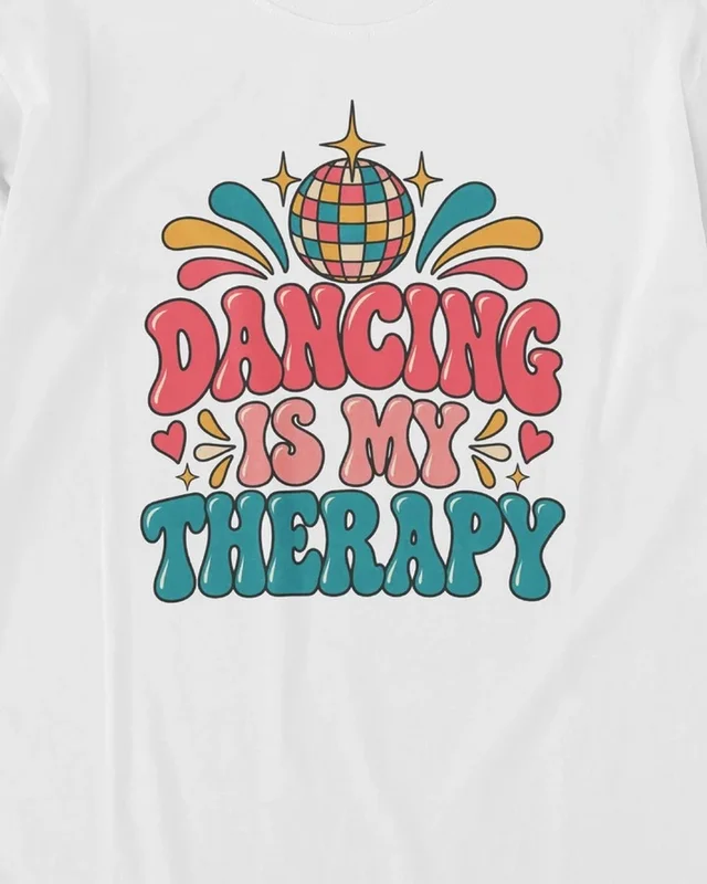 Dancing Is My Therapy Long-Sleeve T-Shirt in White — design detail