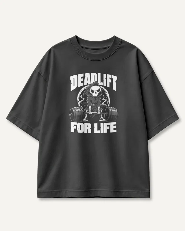 Deadlift for Life Oversized T-Shirt in Black — front