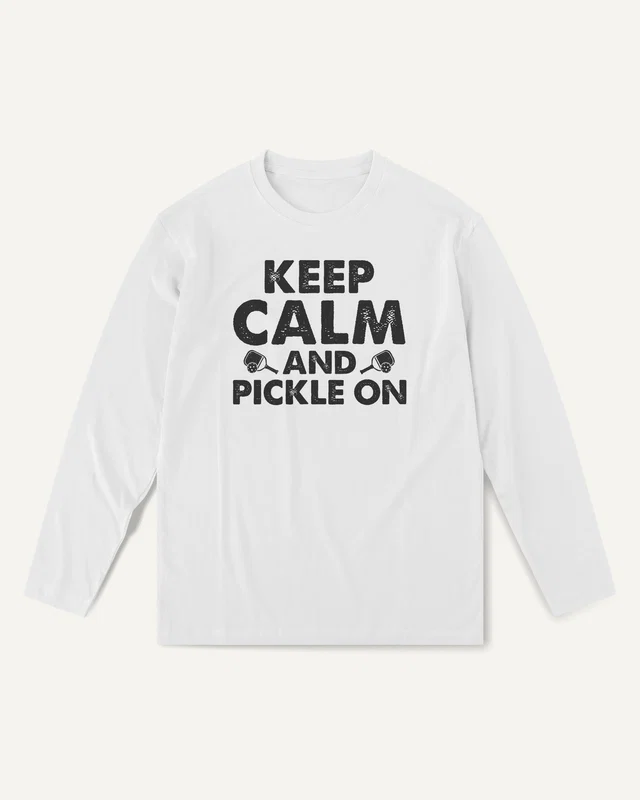 Keep Calm and Pickle On Long-Sleeve T-Shirt in White — front
