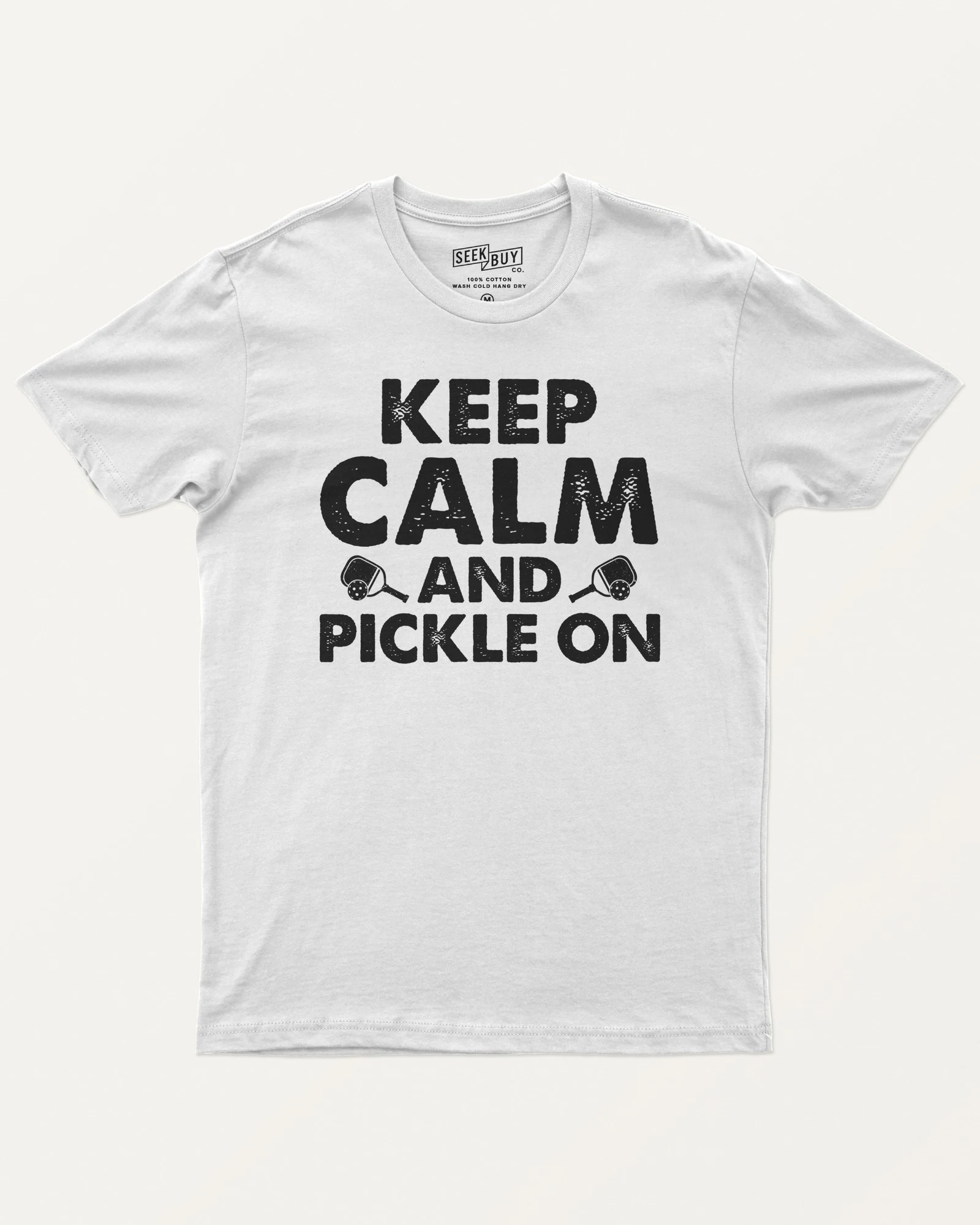 Keep Calm and Pickle On Regular T-Shirt in White — front Keep Calm and Pickle On Regular T-Shirt in White — front