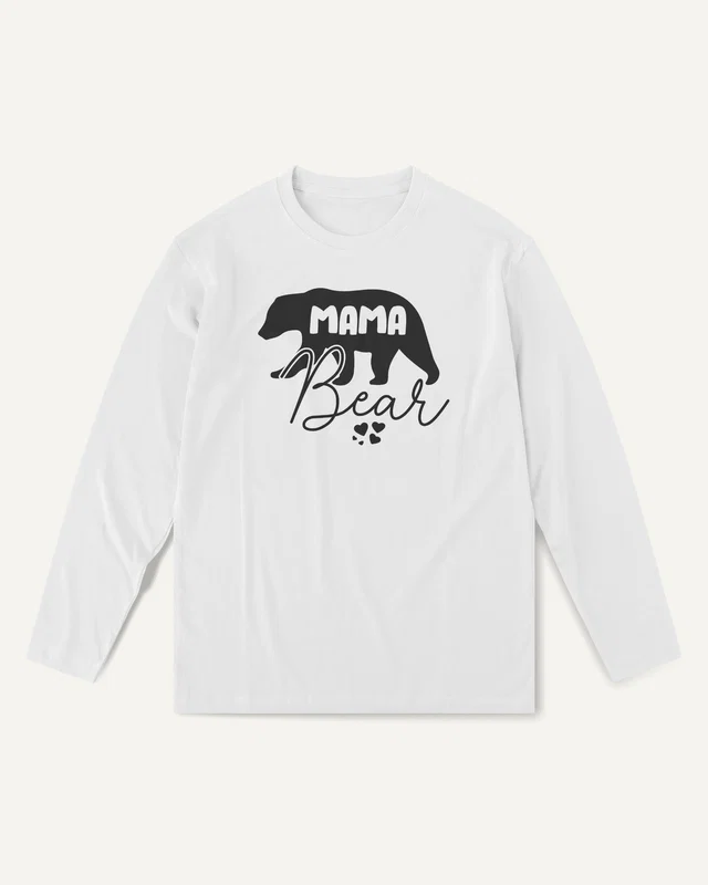 Mama Bear Long-Sleeve T-Shirt in White — front