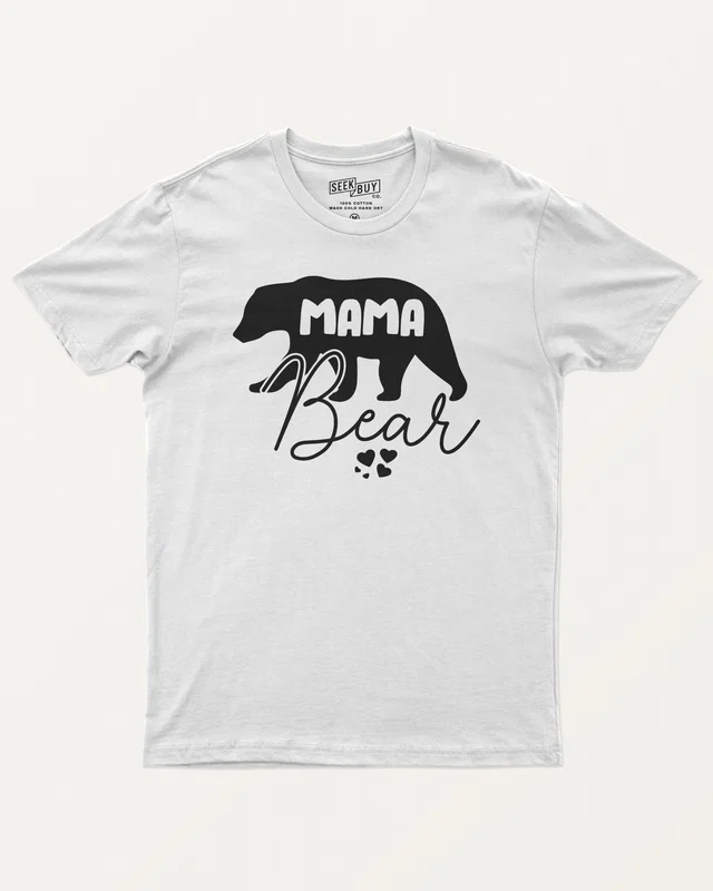 Mama Bear Regular T-Shirt in White — front