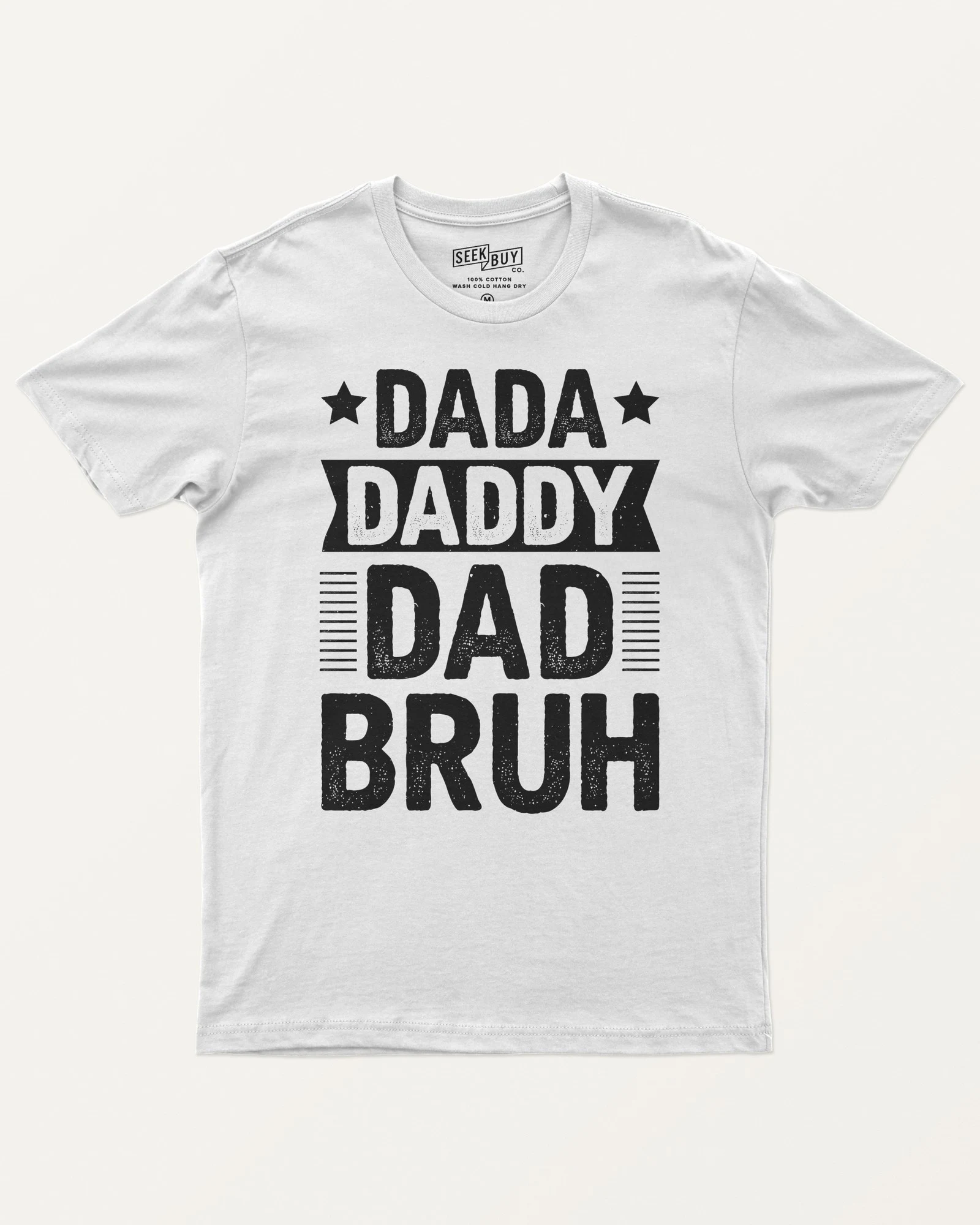 Dada Daddy Dad Bruh Regular T-Shirt in White — front Dada Daddy Dad Bruh Regular T-Shirt in White — front