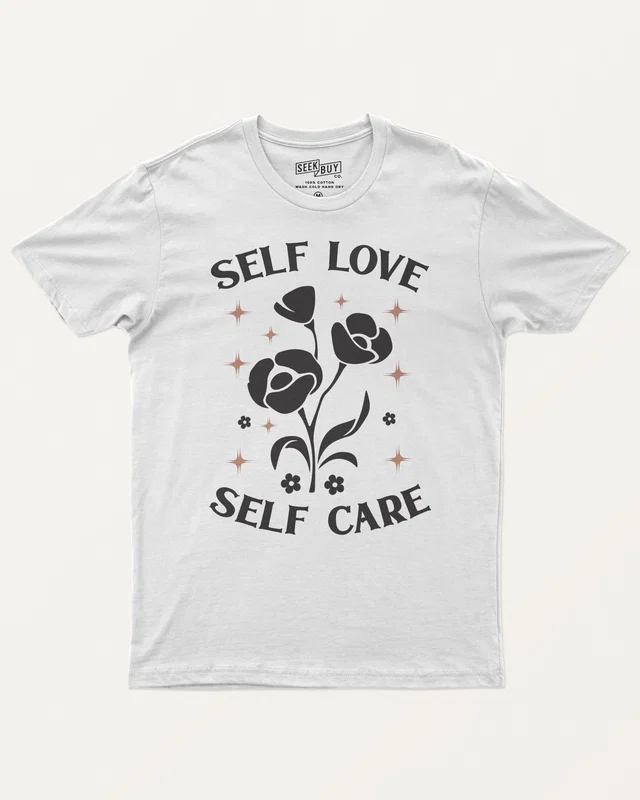 Self Love Self Care Regular T-Shirt in White — front