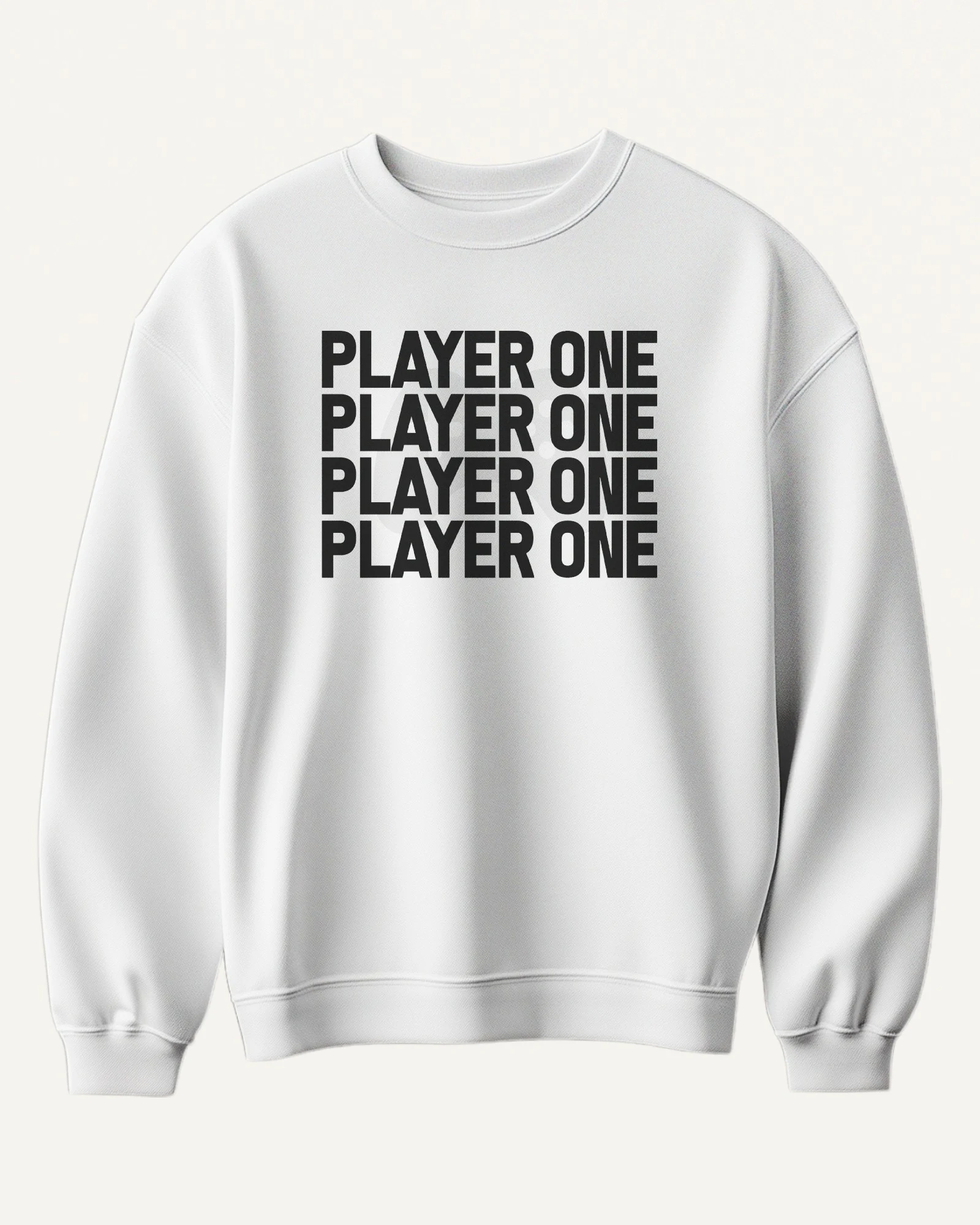 Player One Sweatshirt in White — front Player One Sweatshirt in White — front