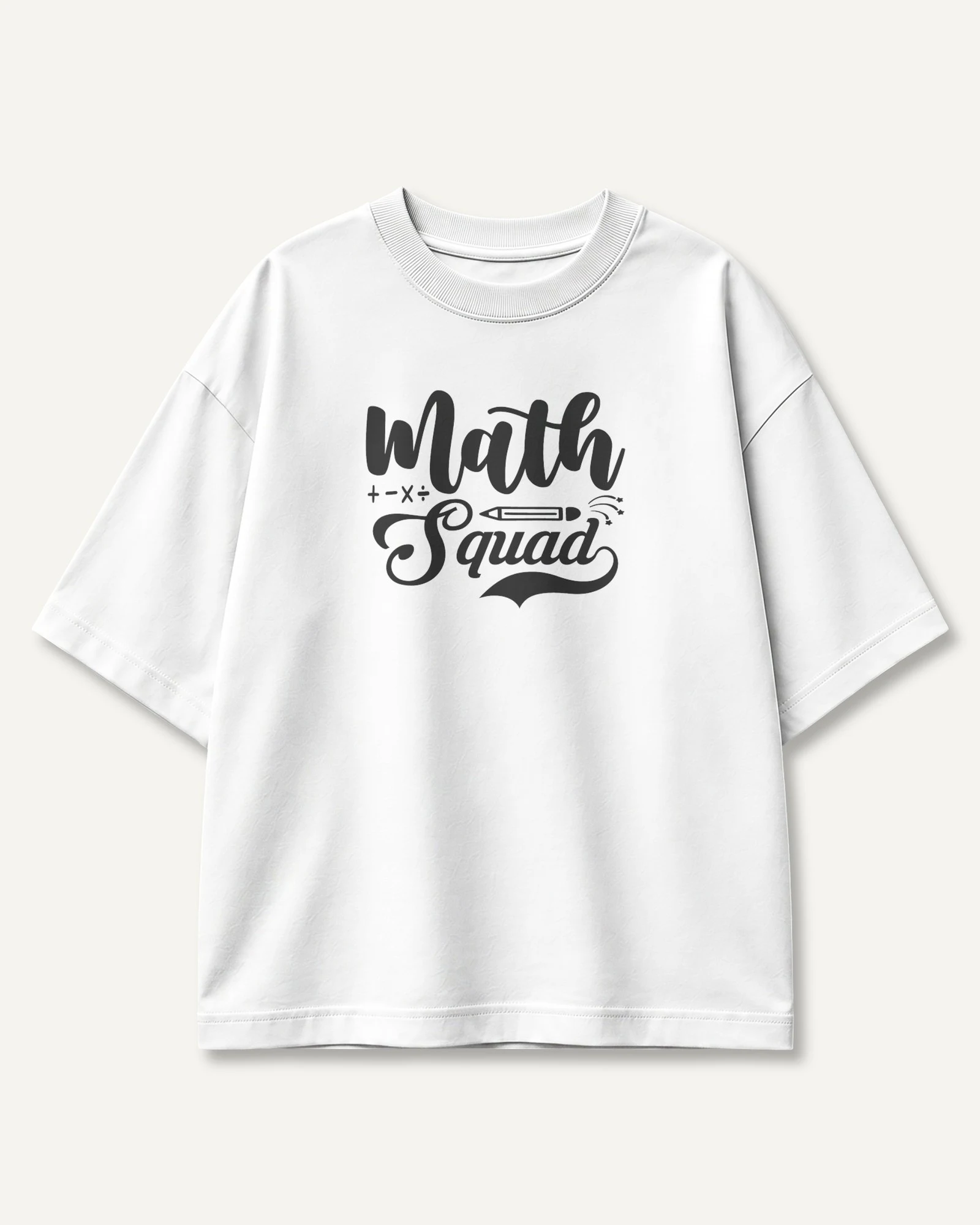 Math Squad Oversized T-Shirt in White — front Math Squad Oversized T-Shirt in White — front