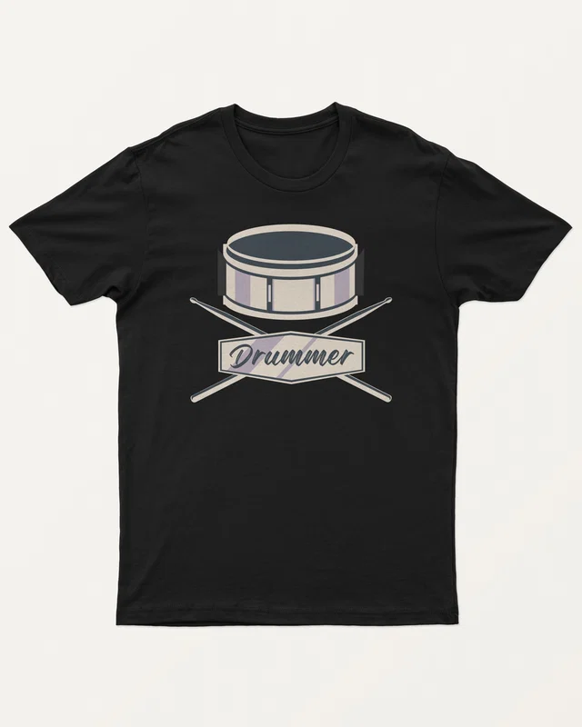 Drummer Regular T-Shirt in Black — front