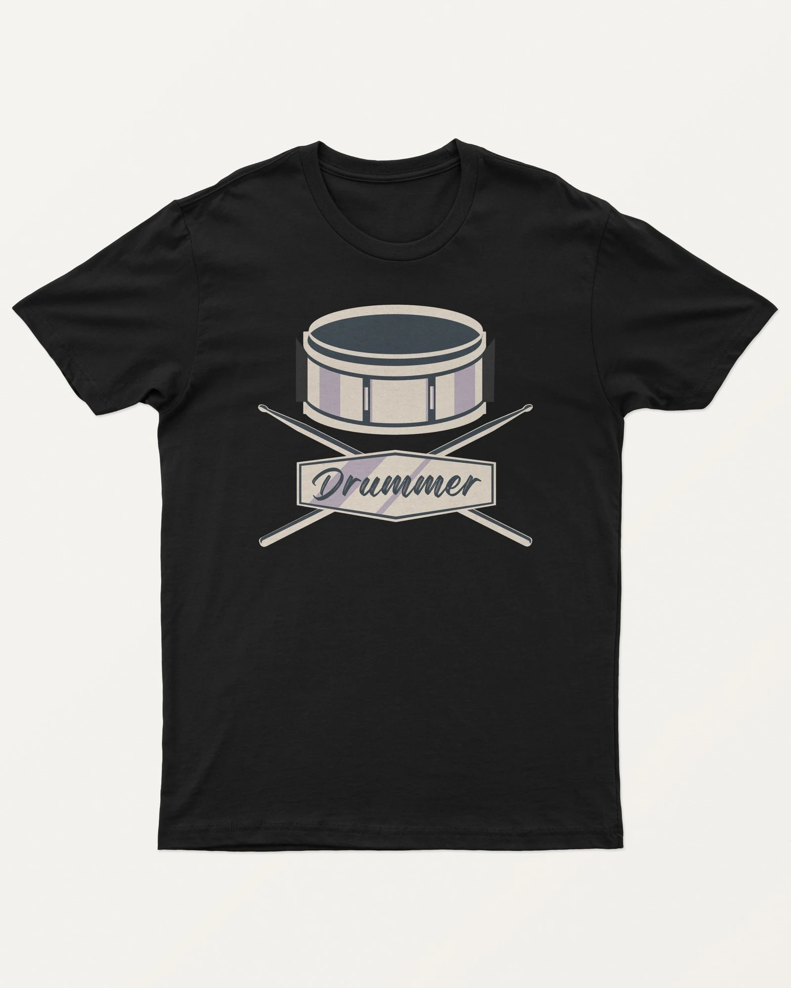 Drummer Regular T-Shirt in Black — front Drummer Regular T-Shirt in Black — front