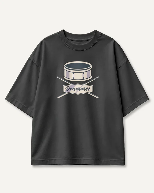 Drummer Oversized T-Shirt in Black — front