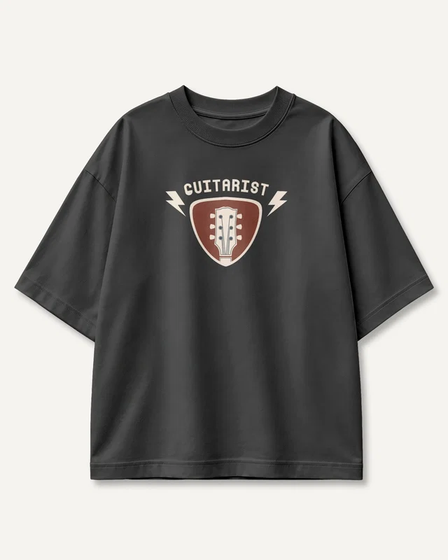Guitarist Oversized T-Shirt in Black — front